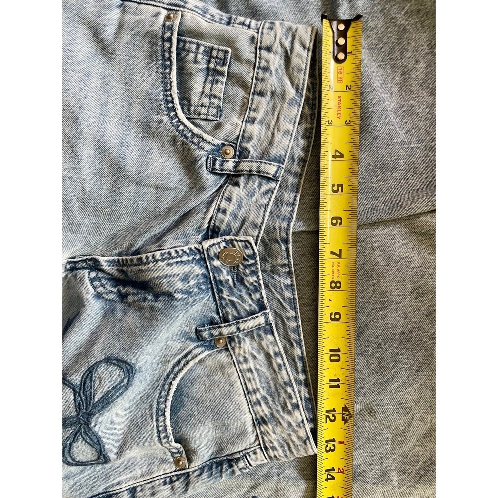 Vintage Y2K Blue Bow Embroidered Wide Leg Denim Jeans - Picture 6 of 7
